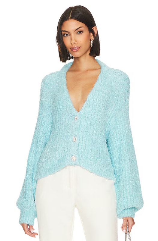 Show Me Your Mumu Women's Clemmie Cardigan Xl Highlighter Blue Jewels Nwt